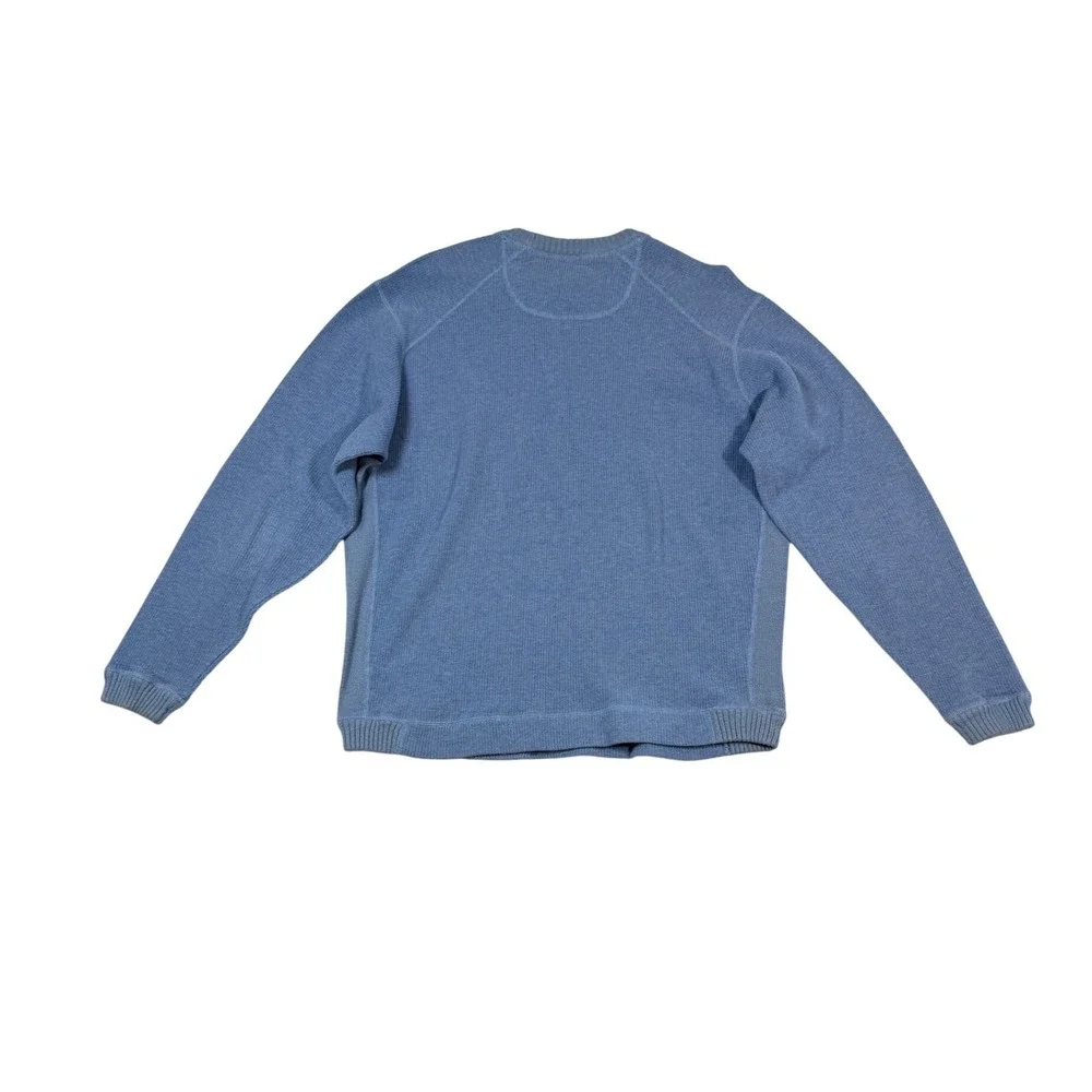 Tommy Bahama Mens XL Blue Cotton Raglan Crewneck Knit Sweater